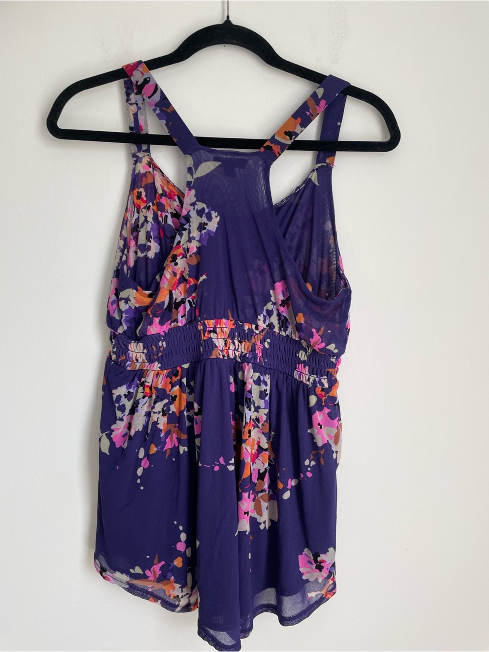 Share Express Y2K Ruffle Detail Babydoll Top Size S Purple Floral Fairy Boho - Picture 3 of 10